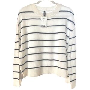 H&M SWEATER WITH LINKED SEAMS. Cream With Black Stripes. Size XL